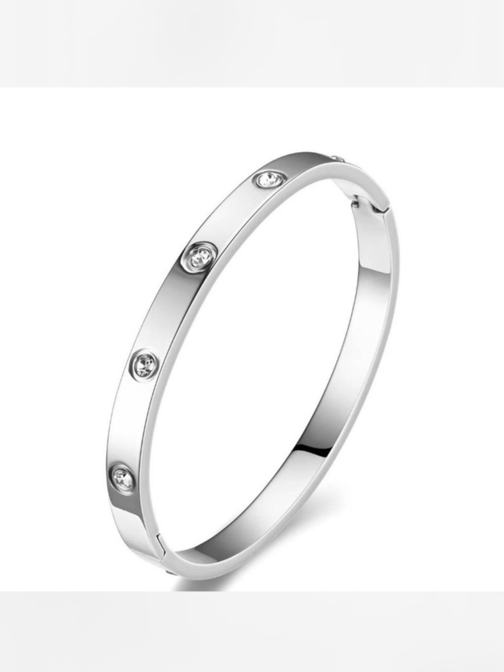 Silver Cubic Zirconia Bangle Bracelet - Picture 3 of 3